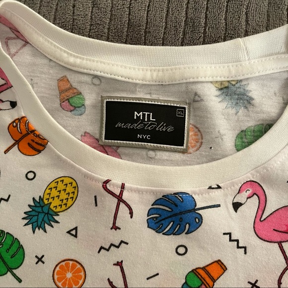 MTL Made To Live Pattern Party Shirt Flamingos - Picture 5 of 6